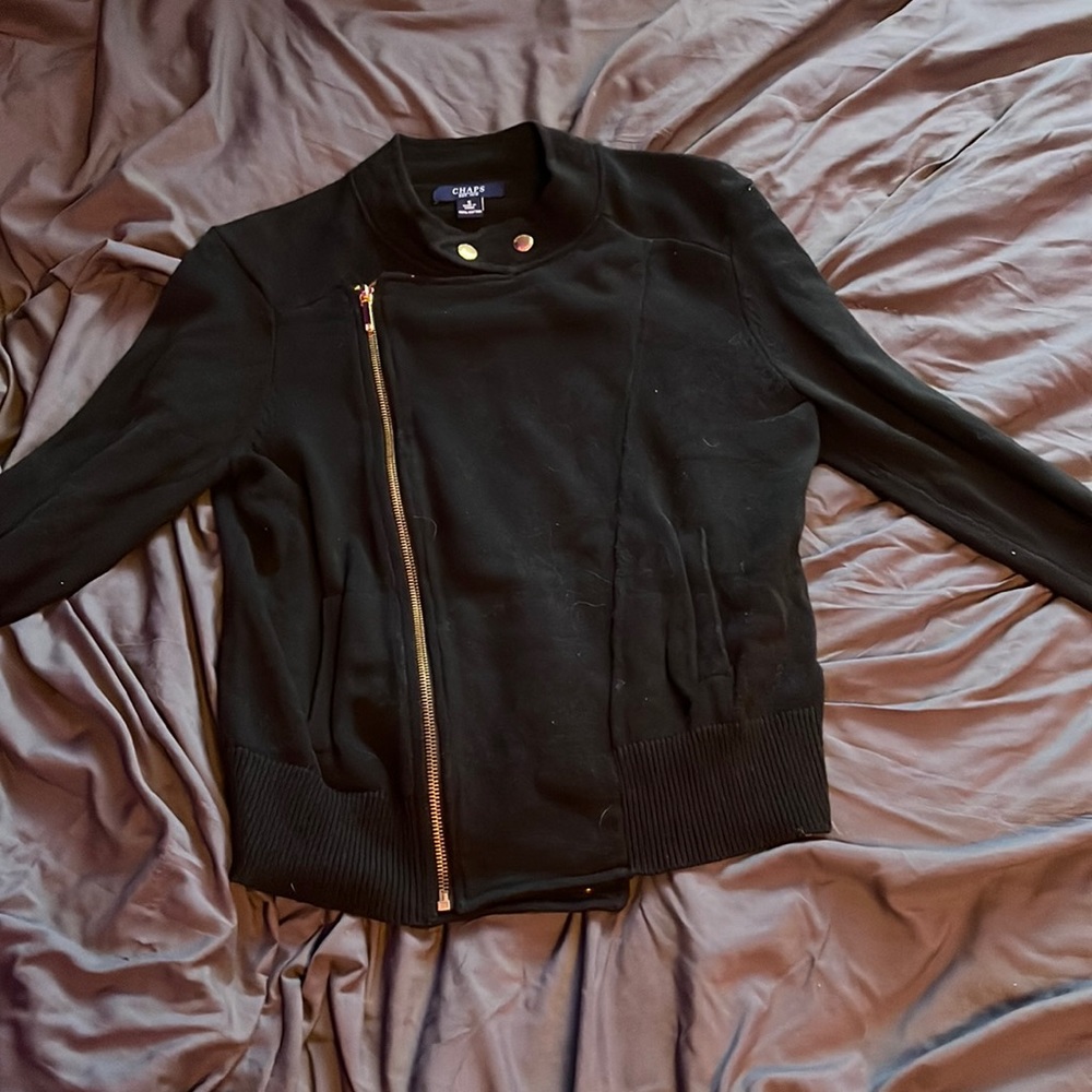 Chaps Black Top with Gold Zipper